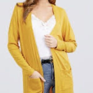 Active USA Mustard Yellow Open Front Cardigan